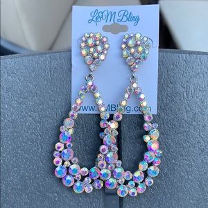 Gorgeous AB crystal hoop pageant earrings